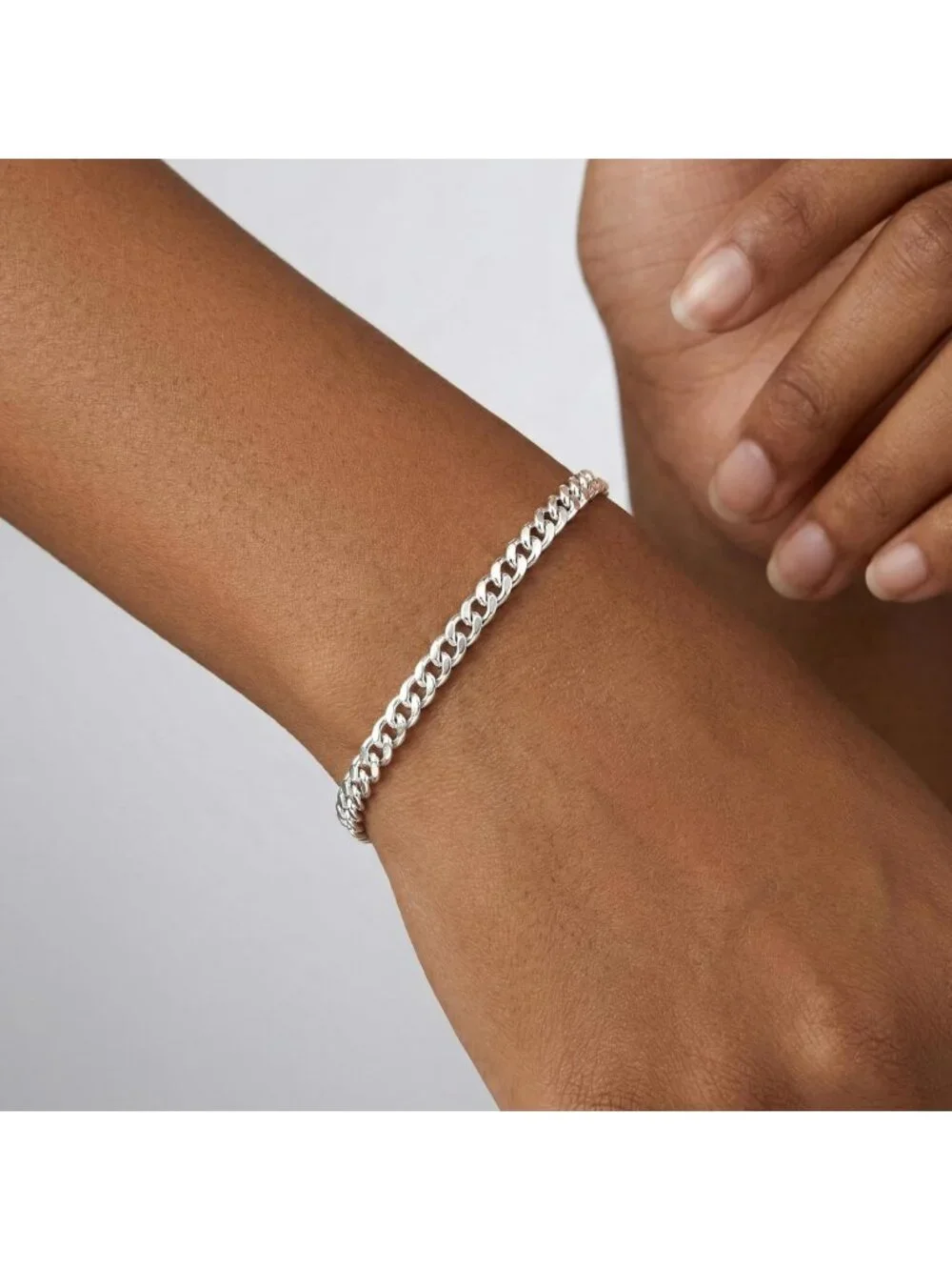925 Sterling Silver Diamond-Cut Cuban Link Chain Bracelet for Women, 6.5-8